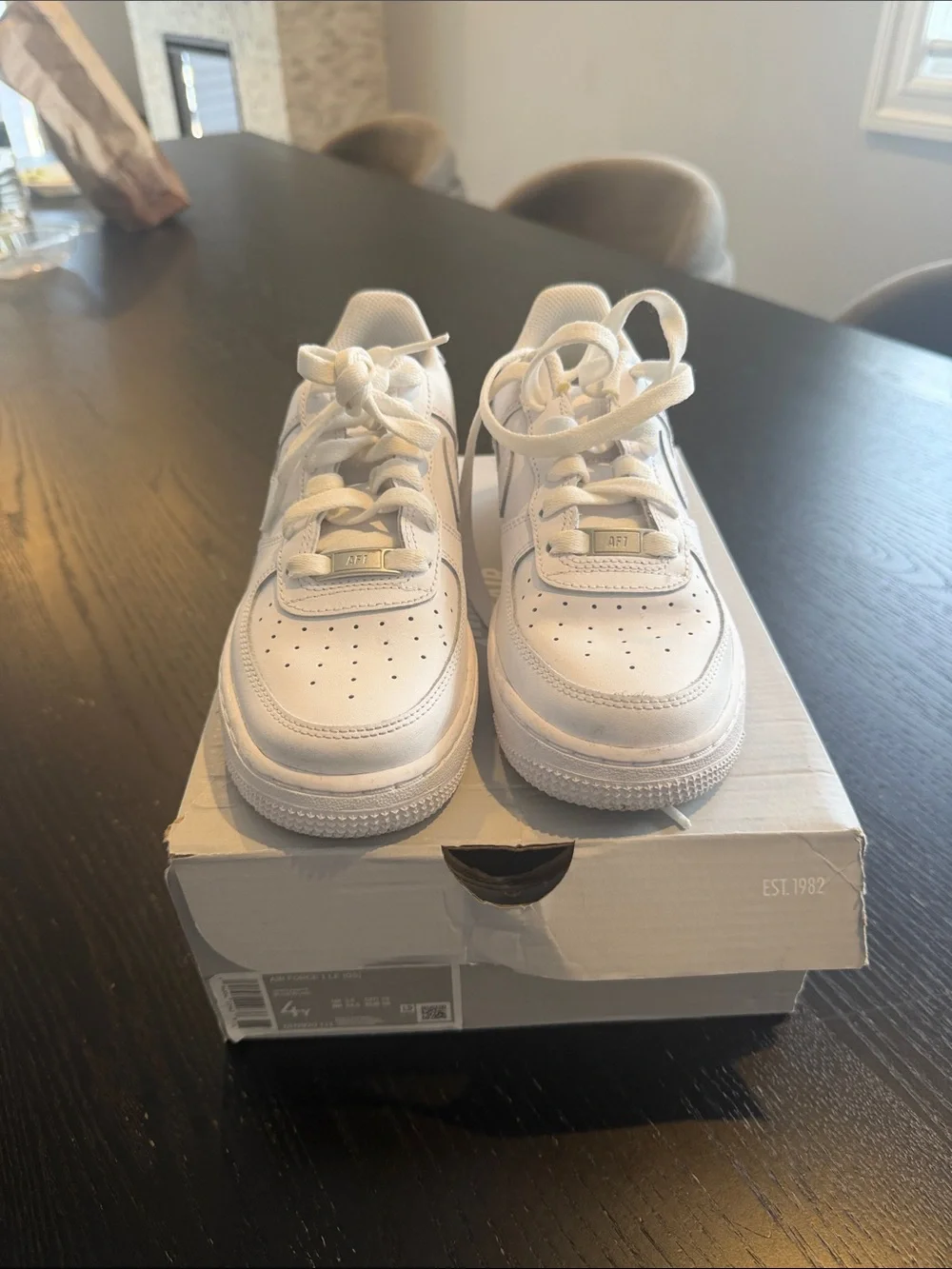 Nike Air Force 1's White Kids Athletic Sneakers - Classic Low-Top